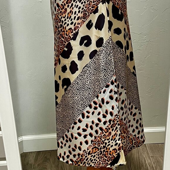 Animal Print Satin Midi Skirt - Picture 2 of 5